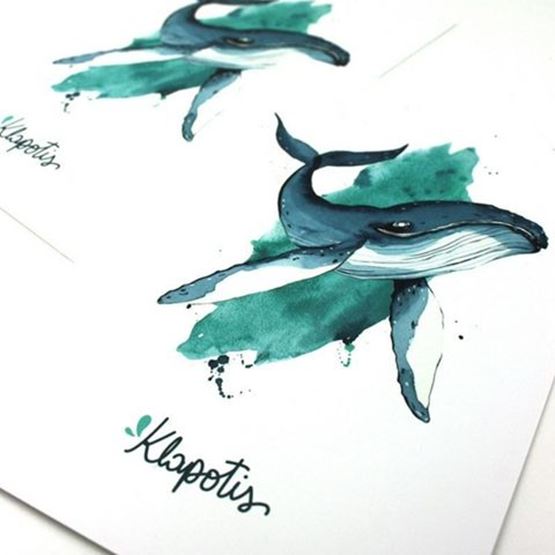 Dessin baleine en aquarelle