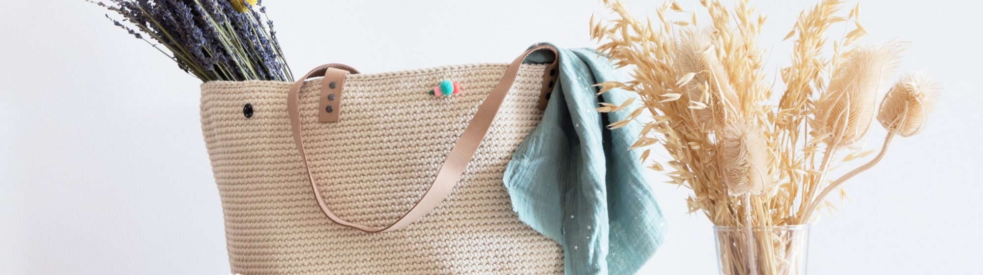 Sac cabas de plage fait main au crochet 